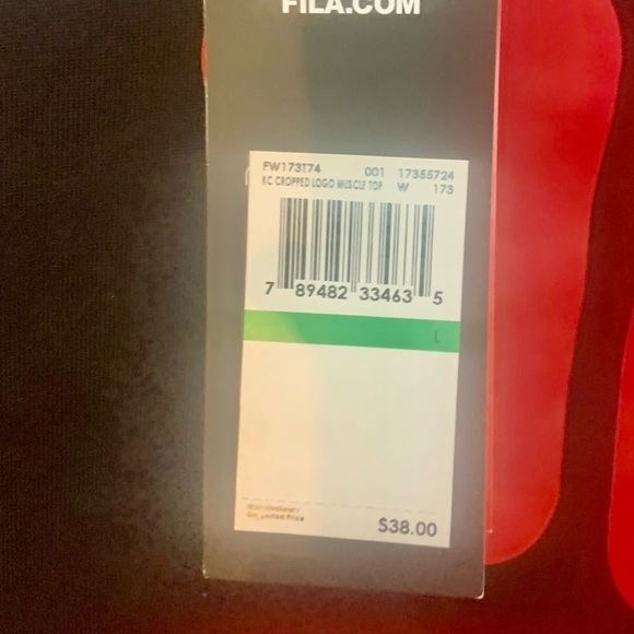 FILA Muscle Top Large (Girls /Unisex) FILA Logo Black Red 100% Cotton Tank - Picture 6 of 14